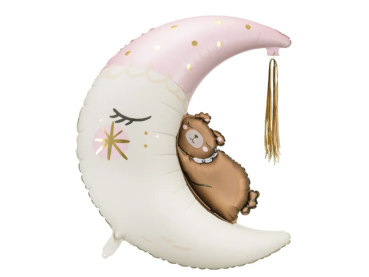 XXL Folienballon Figur - Teddybär auf dem Mond - 80cm x 98cm